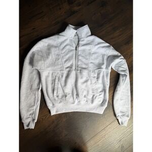Better Together Womens Quarter Zip Sweatshirt Gray Cropped Mock Neck XS 0107